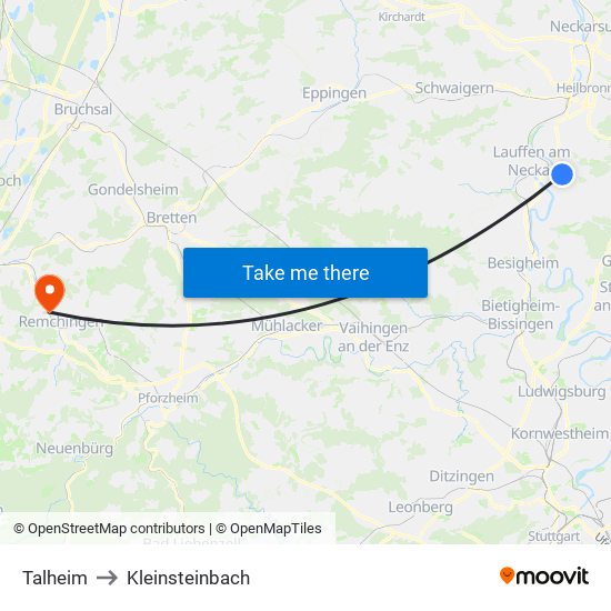 Talheim to Kleinsteinbach map