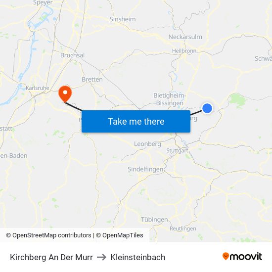 Kirchberg An Der Murr to Kleinsteinbach map
