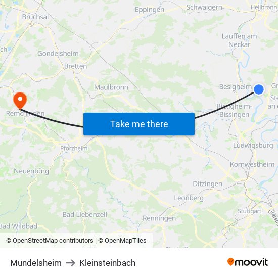 Mundelsheim to Kleinsteinbach map