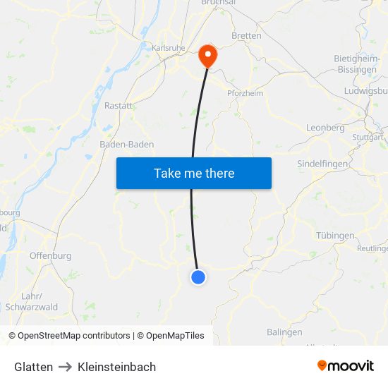 Glatten to Kleinsteinbach map
