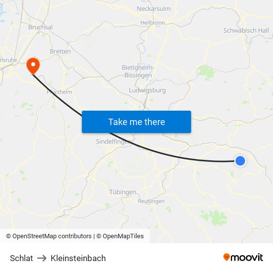 Schlat to Kleinsteinbach map