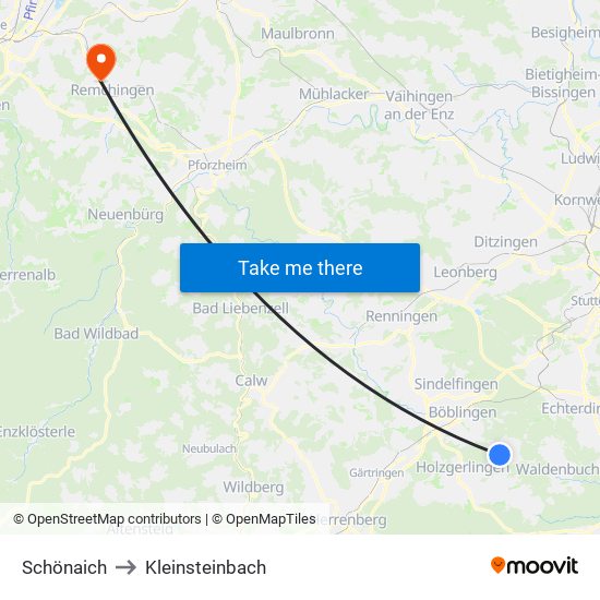 Schönaich to Kleinsteinbach map