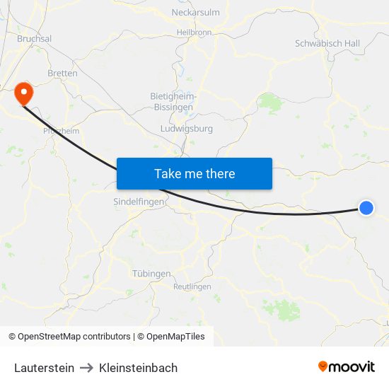 Lauterstein to Kleinsteinbach map