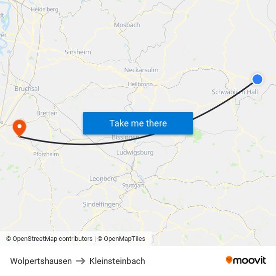 Wolpertshausen to Kleinsteinbach map