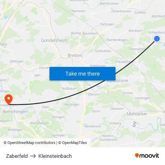 Zaberfeld to Kleinsteinbach map