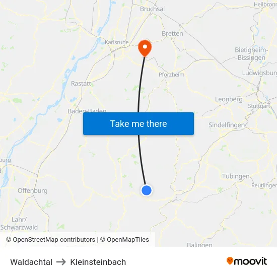 Waldachtal to Kleinsteinbach map