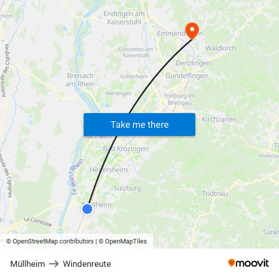 Müllheim to Windenreute map