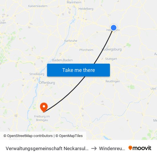 Verwaltungsgemeinschaft Neckarsulm to Windenreute map