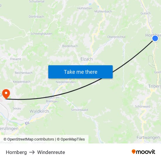 Hornberg to Windenreute map