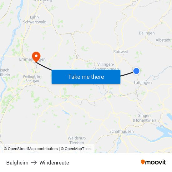 Balgheim to Windenreute map