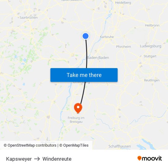 Kapsweyer to Windenreute map