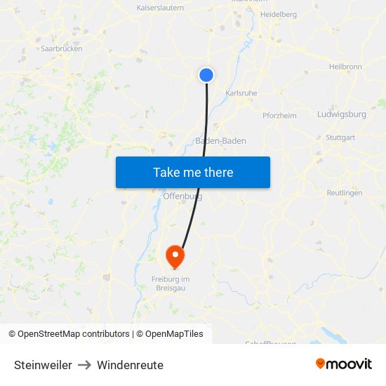 Steinweiler to Windenreute map