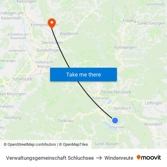 Verwaltungsgemeinschaft Schluchsee to Windenreute map