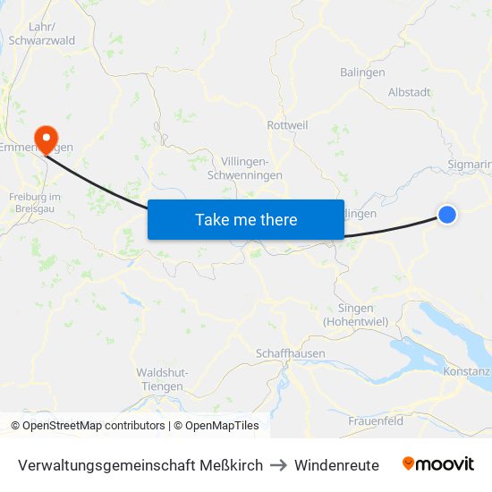 Verwaltungsgemeinschaft Meßkirch to Windenreute map