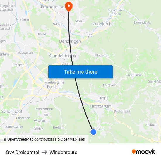 Gvv Dreisamtal to Windenreute map