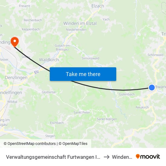 Verwaltungsgemeinschaft Furtwangen Im Schwarzwald to Windenreute map