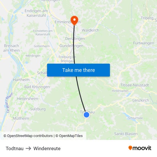 Todtnau to Windenreute map