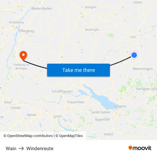 Wain to Windenreute map