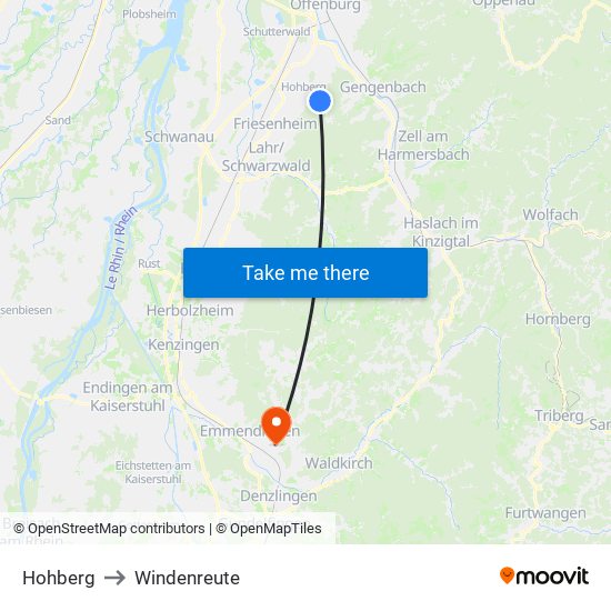 Hohberg to Windenreute map