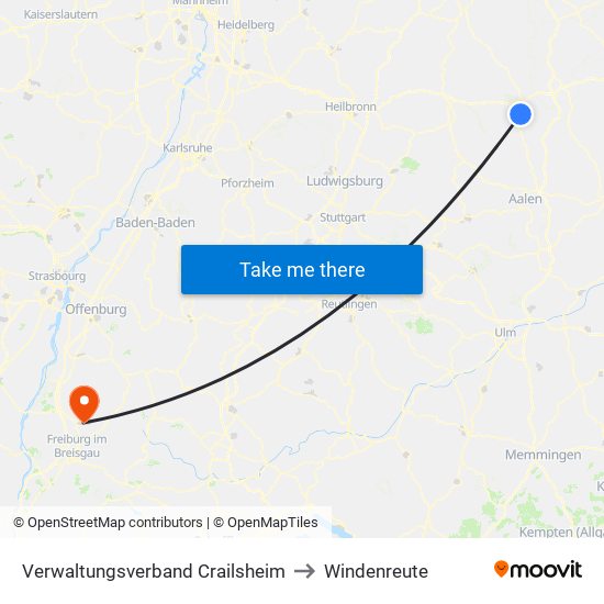 Verwaltungsverband Crailsheim to Windenreute map