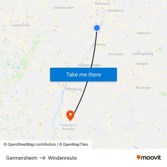 Germersheim to Windenreute map