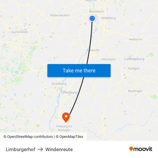 Limburgerhof to Windenreute map