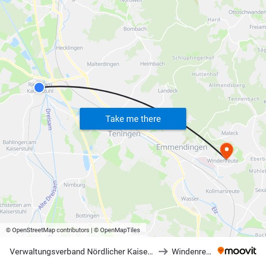 Verwaltungsverband Nördlicher Kaiserstuhl to Windenreute map