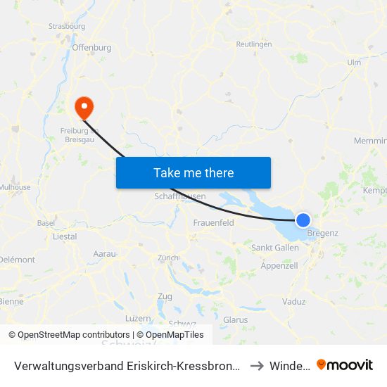 Verwaltungsverband Eriskirch-Kressbronn am Bodensee-Langenargen to Windenreute map