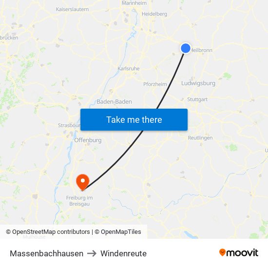 Massenbachhausen to Windenreute map