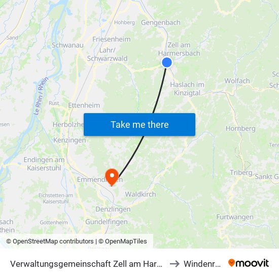 Verwaltungsgemeinschaft Zell am Harmersbach to Windenreute map