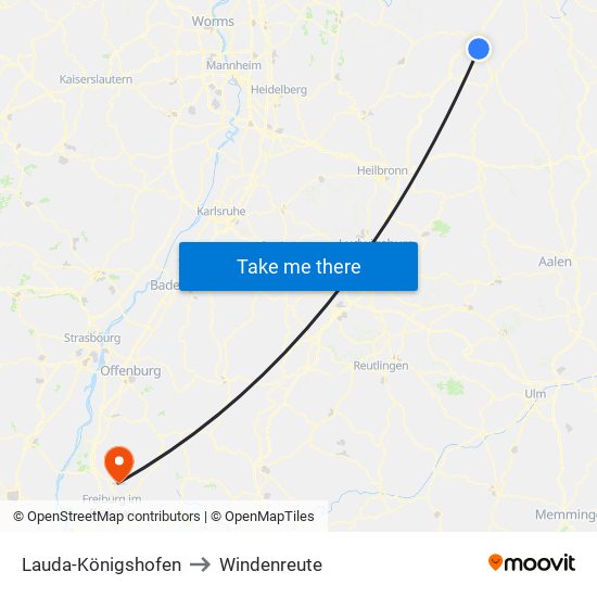 Lauda-Königshofen to Windenreute map