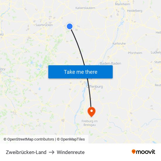 Zweibrücken-Land to Windenreute map