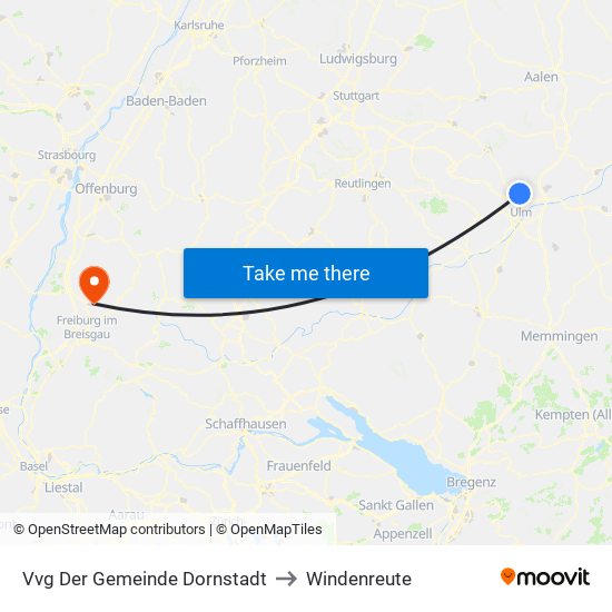 Vvg Der Gemeinde Dornstadt to Windenreute map