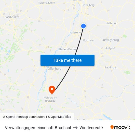 Verwaltungsgemeinschaft Bruchsal to Windenreute map