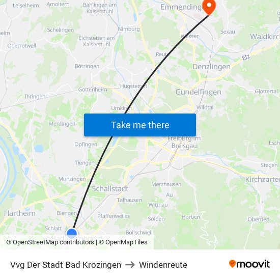 Vvg Der Stadt Bad Krozingen to Windenreute map