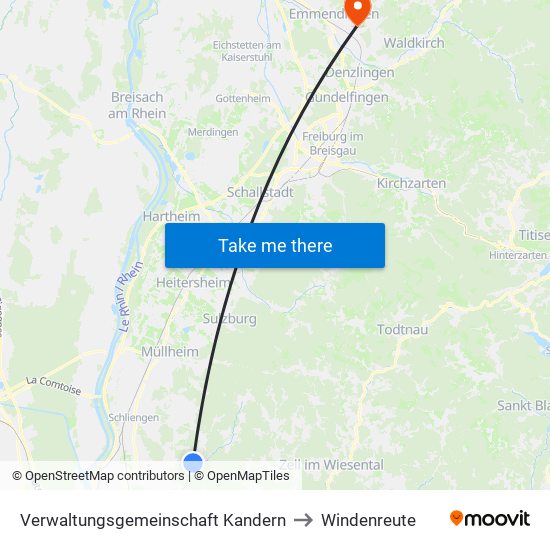 Verwaltungsgemeinschaft Kandern to Windenreute map