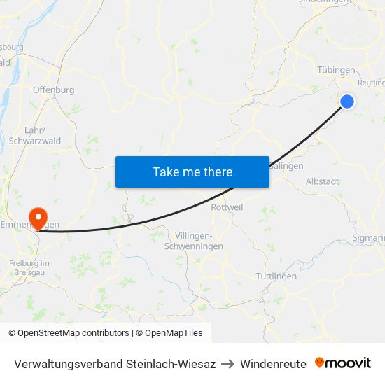 Verwaltungsverband Steinlach-Wiesaz to Windenreute map