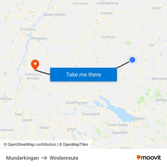 Munderkingen to Windenreute map