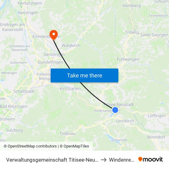 Verwaltungsgemeinschaft Titisee-Neustadt to Windenreute map