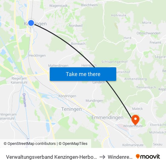 Verwaltungsverband Kenzingen-Herbolzheim to Windenreute map