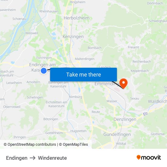 Endingen to Windenreute map