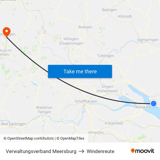 Verwaltungsverband Meersburg to Windenreute map