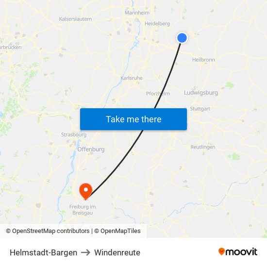 Helmstadt-Bargen to Windenreute map