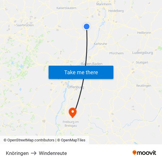 Knöringen to Windenreute map