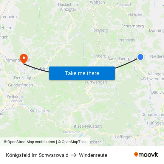 Königsfeld Im Schwarzwald to Windenreute map