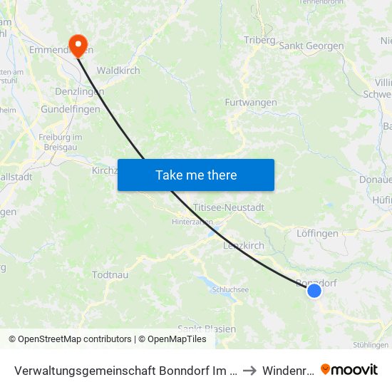 Verwaltungsgemeinschaft Bonndorf Im Schwarzwald to Windenreute map