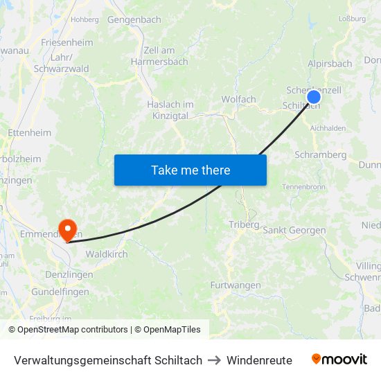 Verwaltungsgemeinschaft Schiltach to Windenreute map