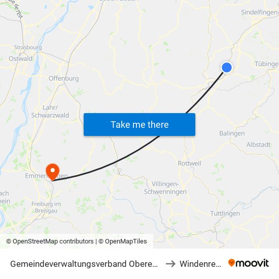 Gemeindeverwaltungsverband Oberes Gäu to Windenreute map