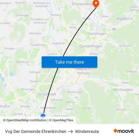 Vvg Der Gemeinde Ehrenkirchen to Windenreute map