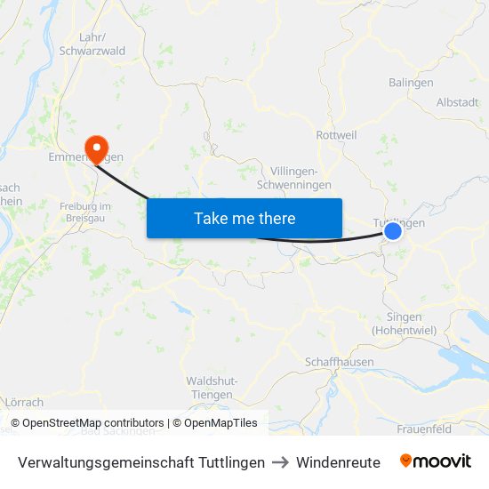 Verwaltungsgemeinschaft Tuttlingen to Windenreute map